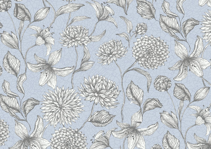 Floral Outlines, Eggshell Blue - Roller Blind - Image 6